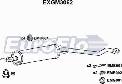 EuroFlo EXGM3062 - Середній глушник вихлопних газів autocars.com.ua