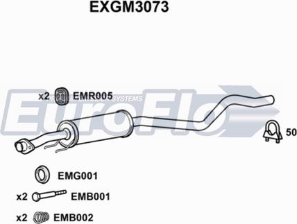 EuroFlo EXGM3073 - Середній глушник вихлопних газів autocars.com.ua