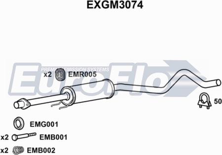 EuroFlo EXGM3074 - Середній глушник вихлопних газів autocars.com.ua