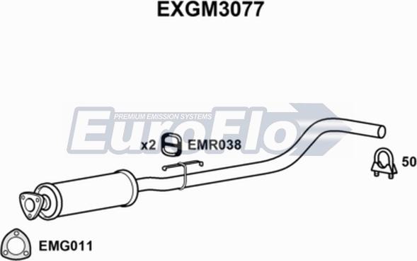 EuroFlo EXGM3077 - Середній глушник вихлопних газів autocars.com.ua