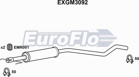 EuroFlo EXGM3092 - Середній глушник вихлопних газів autocars.com.ua