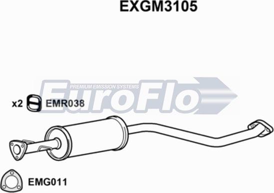 EuroFlo EXGM3105 - Середній глушник вихлопних газів autocars.com.ua