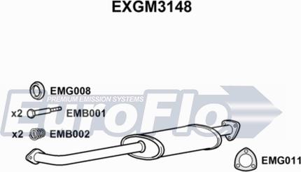 EuroFlo EXGM3148 - Середній глушник вихлопних газів autocars.com.ua