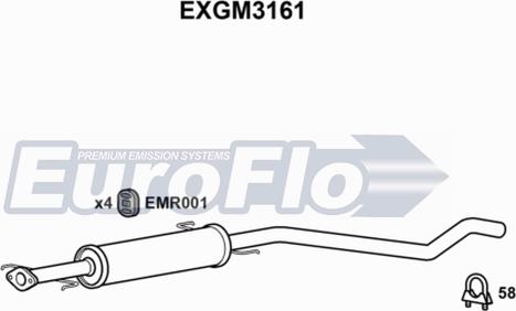 EuroFlo EXGM3161 - Середній глушник вихлопних газів autocars.com.ua