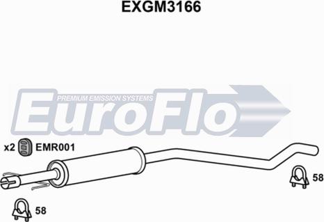 EuroFlo EXGM3166 - Середній глушник вихлопних газів autocars.com.ua