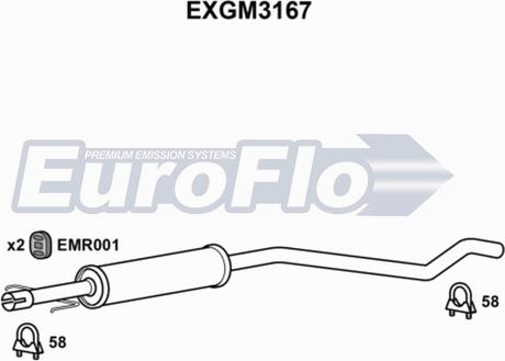 EuroFlo EXGM3167 - Середній глушник вихлопних газів autocars.com.ua