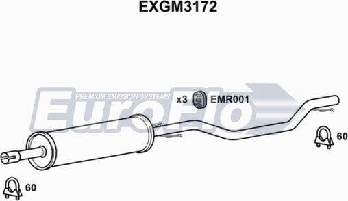 EuroFlo EXGM3172 - Середній глушник вихлопних газів autocars.com.ua