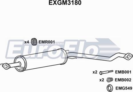 EuroFlo EXGM3180 - Середній глушник вихлопних газів autocars.com.ua