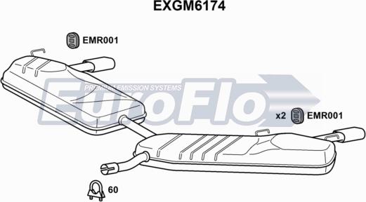 EuroFlo EXGM6174 - Глушник вихлопних газів кінцевий autocars.com.ua