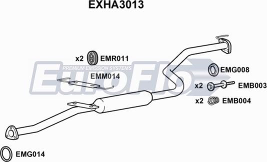 EuroFlo EXHA3013 - Середній глушник вихлопних газів autocars.com.ua