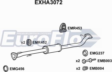 EuroFlo EXHA3072 - Середній глушник вихлопних газів autocars.com.ua