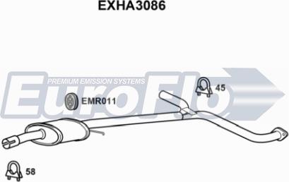 EuroFlo EXHA3086 - Середній глушник вихлопних газів autocars.com.ua