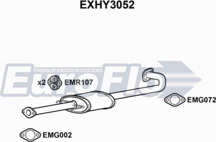 EuroFlo EXHY3052 - Середній глушник вихлопних газів autocars.com.ua