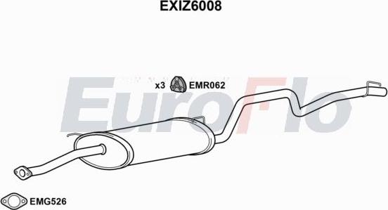 EuroFlo EXIZ6008 - Вкладиш глушника, глушник вихлопних газів кінцевий autocars.com.ua