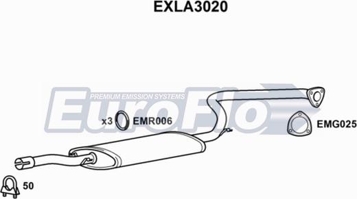 EuroFlo EXLA3020 - Середній глушник вихлопних газів autocars.com.ua