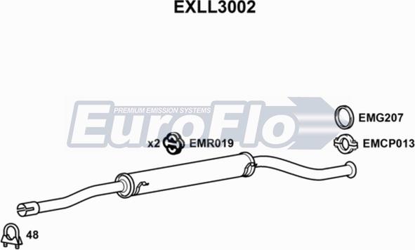 EuroFlo EXLL3002 - Середній глушник вихлопних газів autocars.com.ua