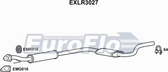 EuroFlo EXLR3027 - Середній глушник вихлопних газів autocars.com.ua