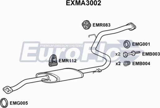 EuroFlo EXMA3002 - Середній глушник вихлопних газів autocars.com.ua