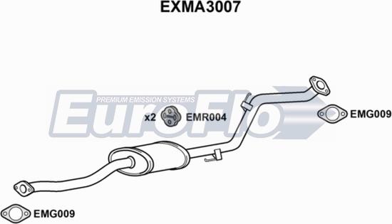 EuroFlo EXMA3007 - Середній глушник вихлопних газів autocars.com.ua