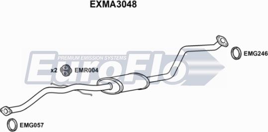 EuroFlo EXMA3048 - Середній глушник вихлопних газів autocars.com.ua