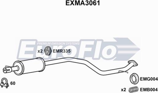 EuroFlo EXMA3061 - Средний глушитель выхлопных газов autodnr.net