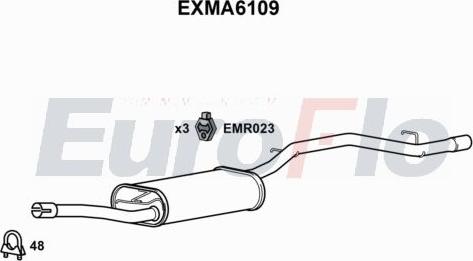 EuroFlo EXMA6109 - Вкладиш глушника, глушник вихлопних газів кінцевий autocars.com.ua