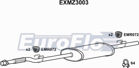 EuroFlo EXMZ3003 - Середній глушник вихлопних газів autocars.com.ua