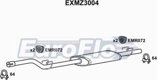 EuroFlo EXMZ3004 - Середній глушник вихлопних газів autocars.com.ua