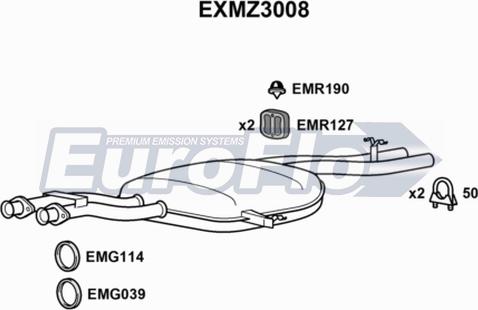 EuroFlo EXMZ3008 - Середній глушник вихлопних газів autocars.com.ua