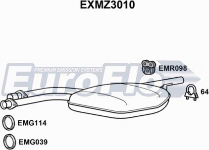 EuroFlo EXMZ3010 - Середній глушник вихлопних газів autocars.com.ua