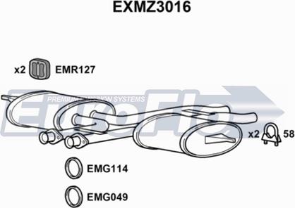 EuroFlo EXMZ3016 - Середній глушник вихлопних газів autocars.com.ua