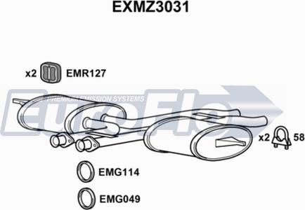 EuroFlo EXMZ3031 - Середній глушник вихлопних газів autocars.com.ua