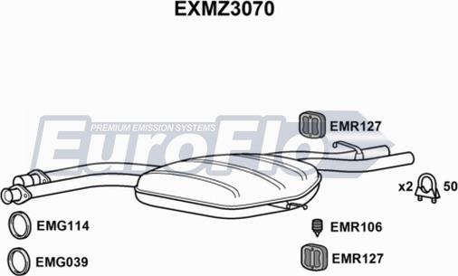 EuroFlo EXMZ3070 - Середній глушник вихлопних газів autocars.com.ua