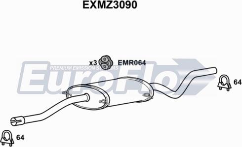 EuroFlo EXMZ3090 - Середній глушник вихлопних газів autocars.com.ua