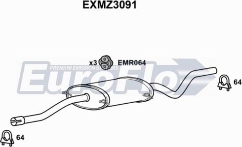 EuroFlo EXMZ3091 - Середній глушник вихлопних газів autocars.com.ua