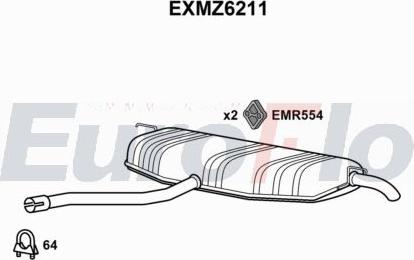 EuroFlo EXMZ6211 - Вкладиш глушника, глушник вихлопних газів кінцевий autocars.com.ua