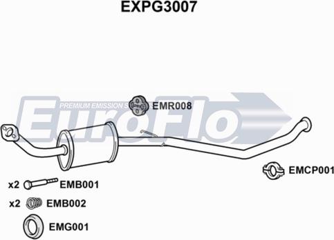 EuroFlo EXPG3007 - Середній глушник вихлопних газів autocars.com.ua