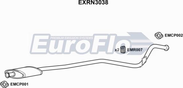 EuroFlo EXRN3038 - Середній глушник вихлопних газів autocars.com.ua