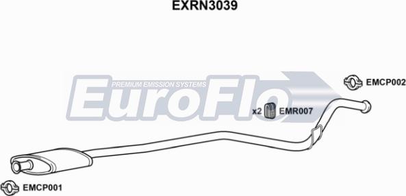 EuroFlo EXRN3039 - Середній глушник вихлопних газів autocars.com.ua