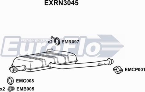EuroFlo EXRN3045 - Середній глушник вихлопних газів autocars.com.ua