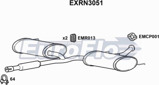 EuroFlo EXRN3051 - Середній глушник вихлопних газів autocars.com.ua