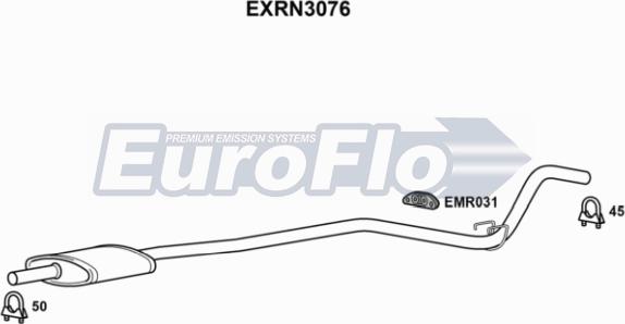 EuroFlo EXRN3076 - Середній глушник вихлопних газів autocars.com.ua