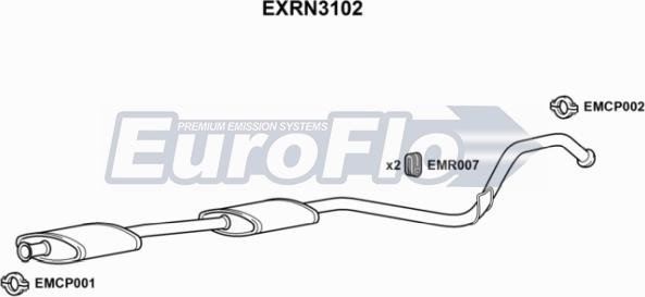EuroFlo EXRN3102 - Середній глушник вихлопних газів autocars.com.ua