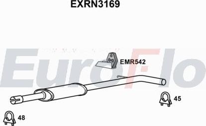 EuroFlo EXRN3169 - Середній глушник вихлопних газів autocars.com.ua