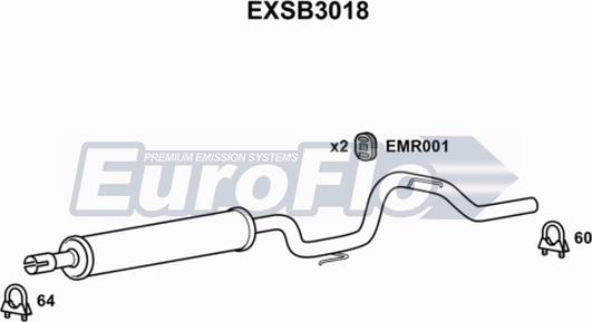 EuroFlo EXSB3018 - Середній глушник вихлопних газів autocars.com.ua