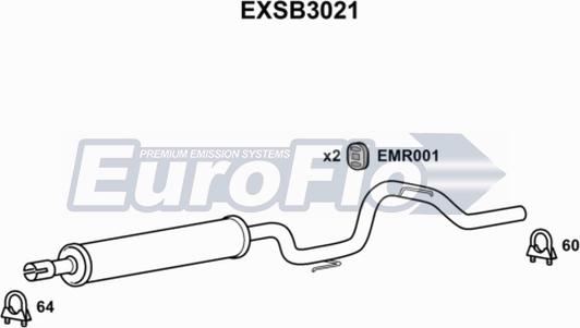 EuroFlo EXSB3021 - Середній глушник вихлопних газів autocars.com.ua