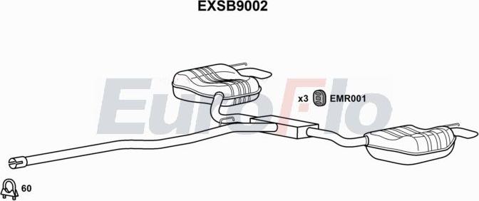 EuroFlo EXSB9002 - Вкладиш глушника, глушник вихлопних газів кінцевий autocars.com.ua