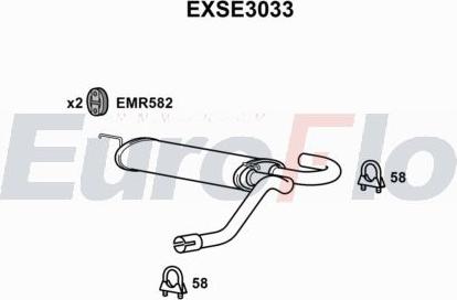 EuroFlo EXSE3033 - Вкладиш глушника, глушник вихлопних газів кінцевий autocars.com.ua