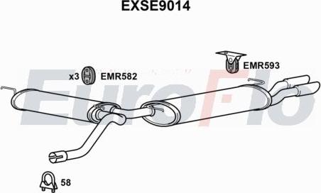 EuroFlo EXSE9014 - Вкладиш глушника, глушник вихлопних газів кінцевий autocars.com.ua