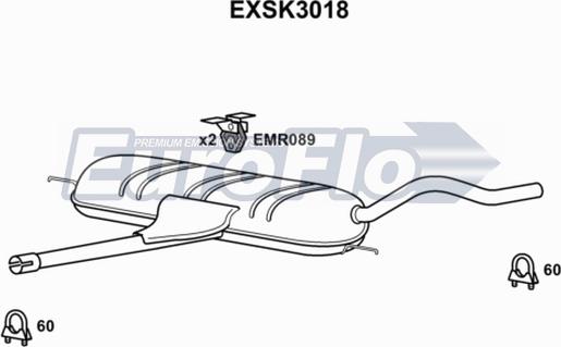 EuroFlo EXSK3018 - Середній глушник вихлопних газів autocars.com.ua